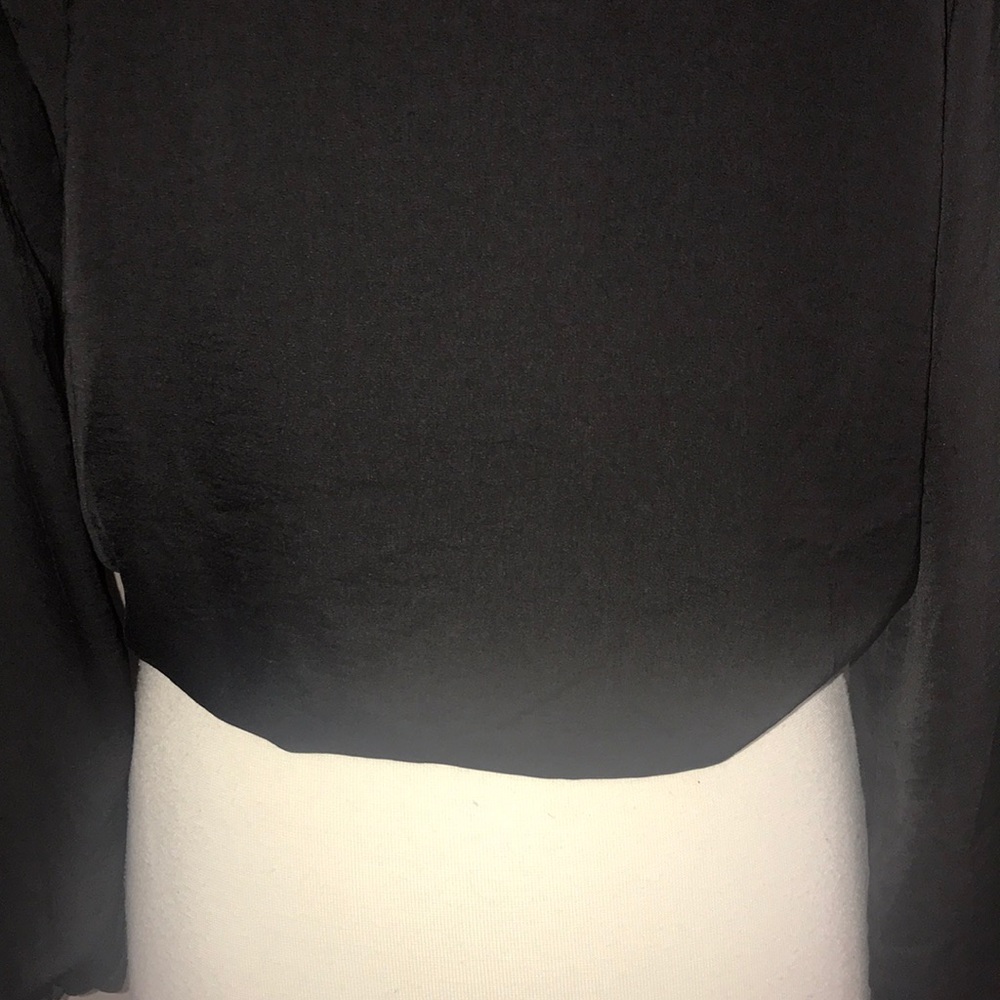 EUC BLUE  LIFE SILKY BLOUSE W/ lace trim - Picture 6 of 7